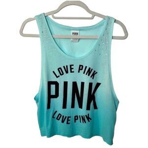 PINK Victoria’s Secret Rhinestoned Muscle Tee Top Size XS